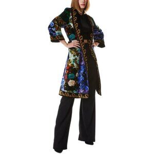 NEW $795 ALICE + OLIVIA EILENE PETAL PATCHWORK VELVET KIMONO BLAZER JACKET XS/S